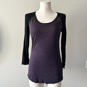 Aritzia Wilfred Free Baseball Top Womens Size Small Purple Black 3/4 Sleeve